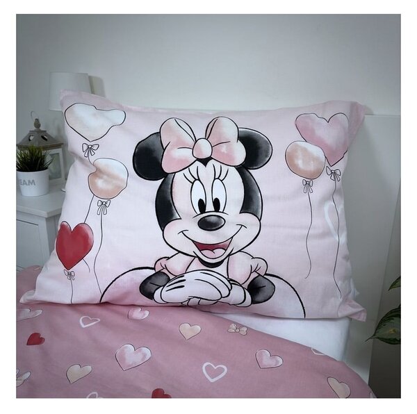 Ružičasta pamučna dječja posteljina za krevet za jednu osobu 140x200 cm Minnie "Balloon" – Jerry Fabrics
