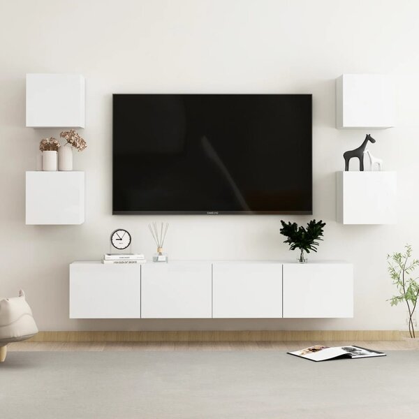 VidaXL 6-dijelni set TV ormarića visoki sjaj bijeli od iverice