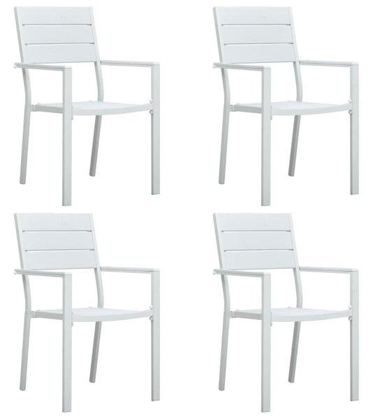 VidaXL Vrtne stolice 4 kom bijele HDPE s izgledom drva