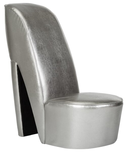 VidaXL Stolica u obliku visoke pete od umjetne kože srebrna