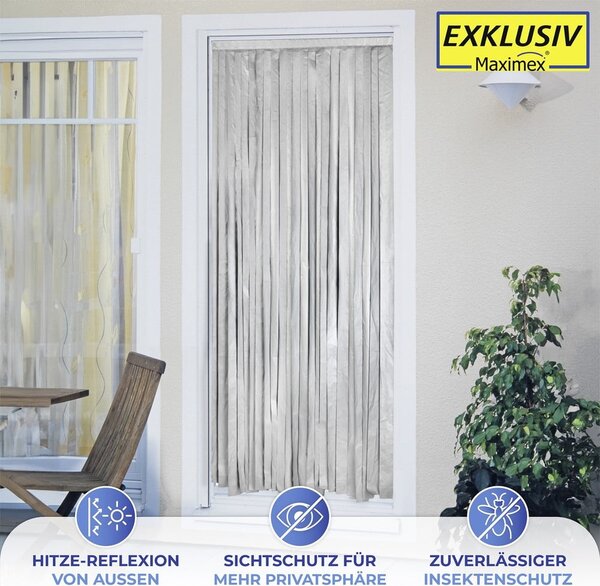 Crna/u srebrnoj boji termo izolacijska zavjesa za vrata 90x200 cm – Maximex