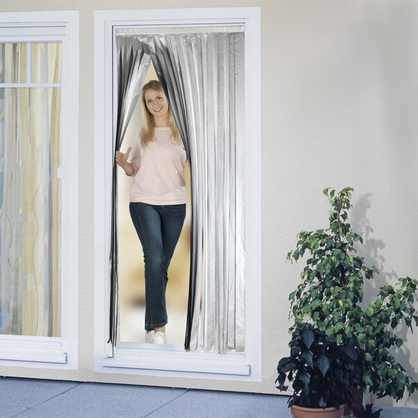 Crna/u srebrnoj boji termo izolacijska zavjesa za vrata 90x200 cm – Maximex