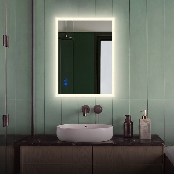Pravokutno LED ogledalo za kupaonicu 80x60, 60x80 cm s Dual Color, dodirnim prekidačem i grijaćom podlogom