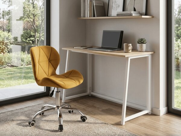 Set za radnu sobu ZARIMO stol 80x40 cm, bijela/dub sonoma + stolica AVOLA VELVET, senf