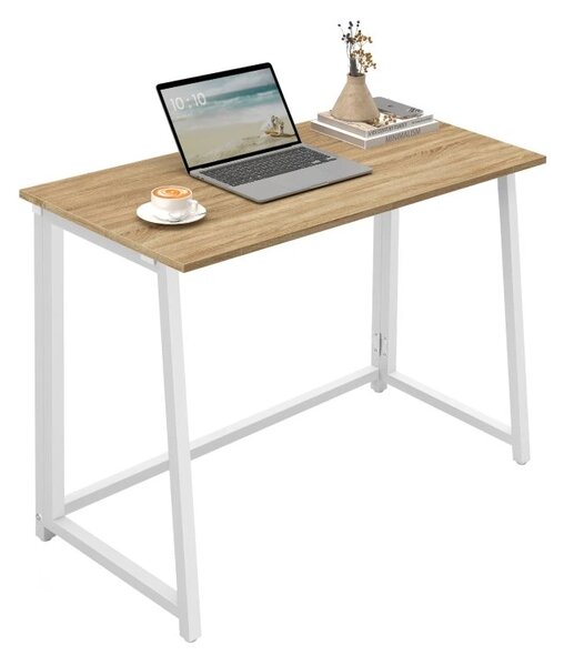 Set za radnu sobu ZARIMO stol 80x40 cm, bijela/dub sonoma + stolica AVOLA VELVET, plavo