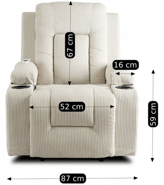 JAKS Masažna fotelja bež somot Box