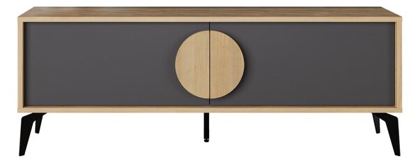 Crna/u prirodnoj boji TV komoda u dekoru hrasta 140x51 cm Vae – Marckeric