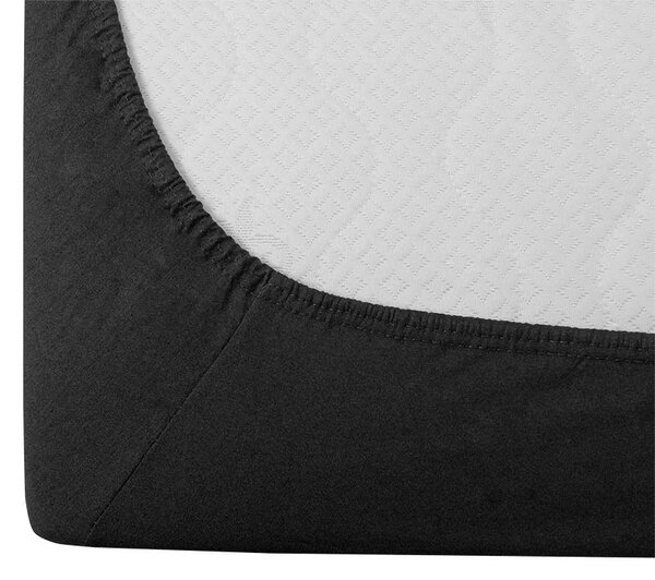 Set krep posteljine DENYX BLEND sivo, hotelski džep + Jersey plahta 90 x 200 cm tamno siva, za jednokrevetni krevet