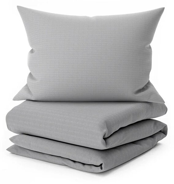 Set krep posteljine DENYX BLEND sivo, hotelski džep + Jersey plahta 90 x 200 cm tamno siva, za jednokrevetni krevet