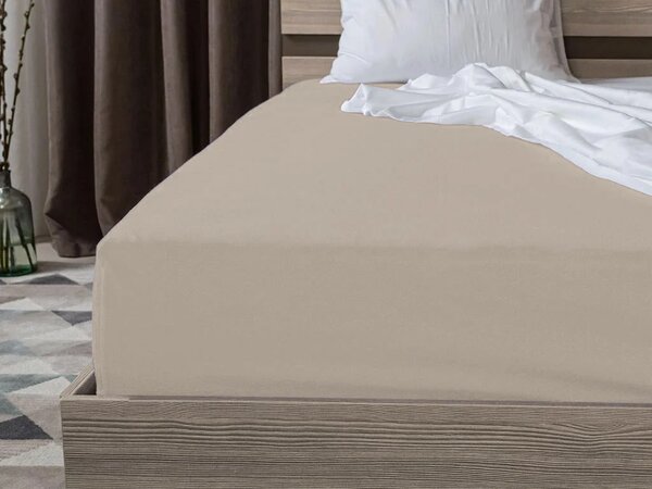 Set krep posteljina ASTORIA POLY krem + plahta Jersey 90 x 200 cm cappuccino, jednokrevetno