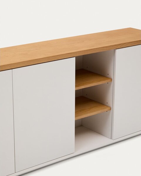 Bijela komoda u dekoru hrasta 180x75x36 cm Abilen – Kave Home