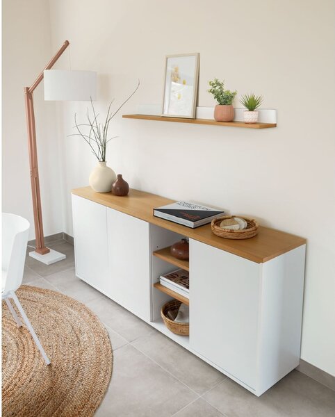 Bijela komoda u dekoru hrasta 180x75x36 cm Abilen – Kave Home