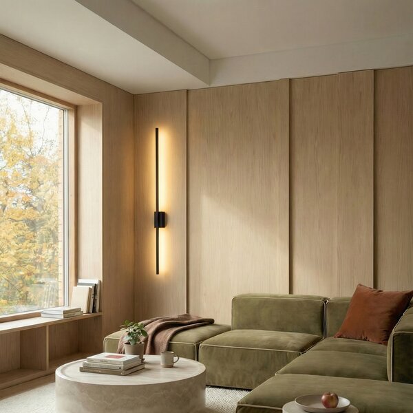 TK Lighting Flash LED zidna svjetiljka, crna, visina 108 cm, metal, 1 lampa, Crno, Dnevni boravak/blagovaonica, Metal