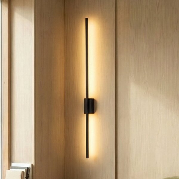 TK Lighting Flash LED zidna svjetiljka, crna, visina 108 cm, metal, 1 lampa, Crno, Dnevni boravak/blagovaonica, Metal