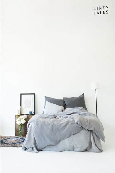Svjetlosiva lanena plahta s gumicom Linen Tales, 180 x 200 cm