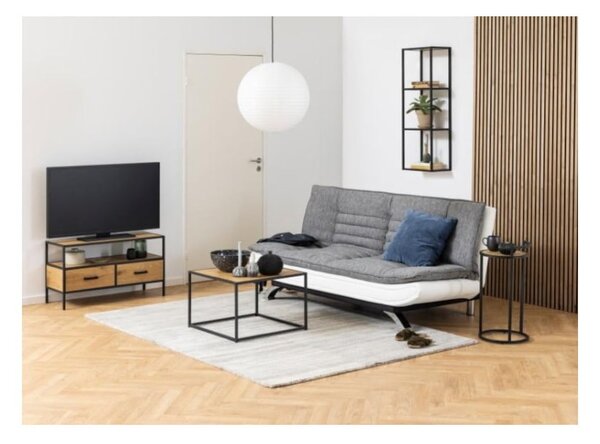Crna/u prirodnoj boji zidna polica u dekoru hrasta 37x108 cm Seaford – Actona