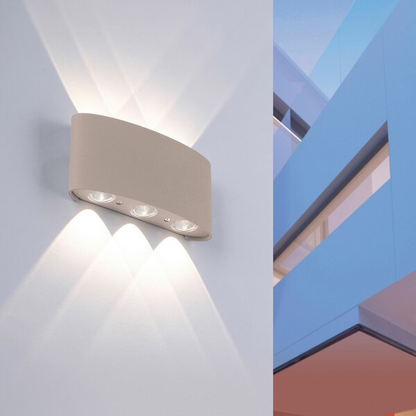 Paul Neuhaus LED vanjska zidna svjetiljka Carlo, 17 cm, boje pijeska, Bež, Aluminij