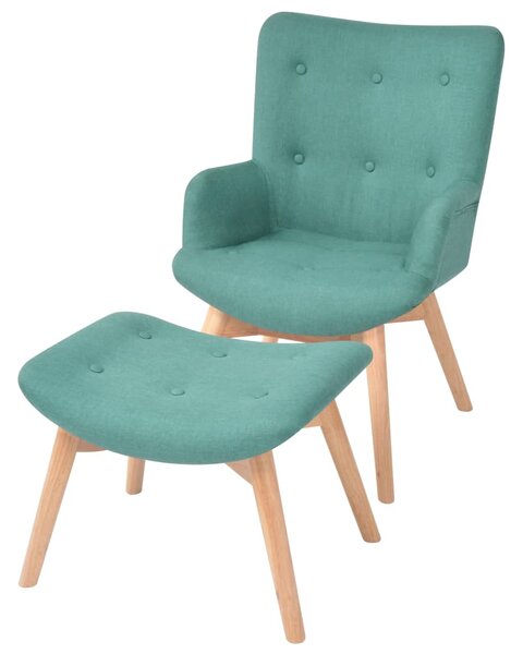 VidaXL Fotelja s osloncem za noge od tkanine zelena