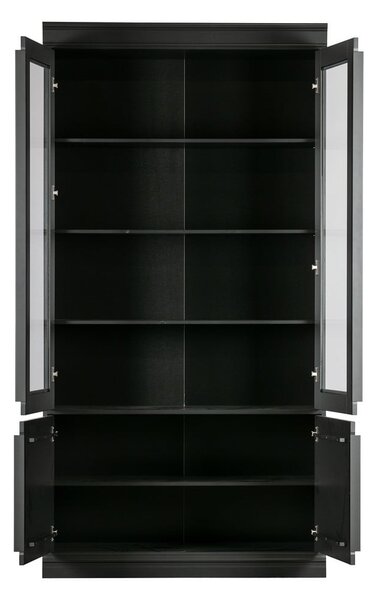 Crna vitrina od masivnog bora 110x215x44 cm Organize – WOOOD