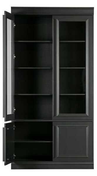 Crna vitrina od masivnog bora 110x215x44 cm Organize – WOOOD