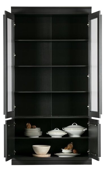 Crna vitrina od masivnog bora 110x215x44 cm Organize – WOOOD