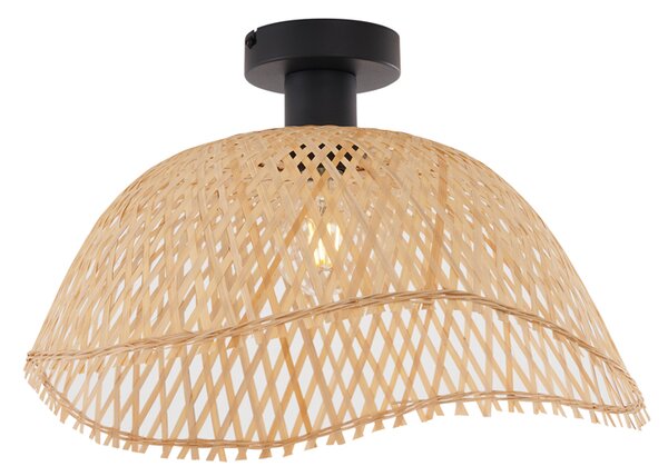 Art Deco stropna svjetiljka crna s prirodnim bambusom 40 cm - Alka