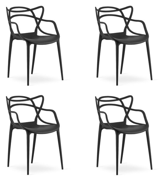 Set 4 kom plastičnih stolica KATO, crna