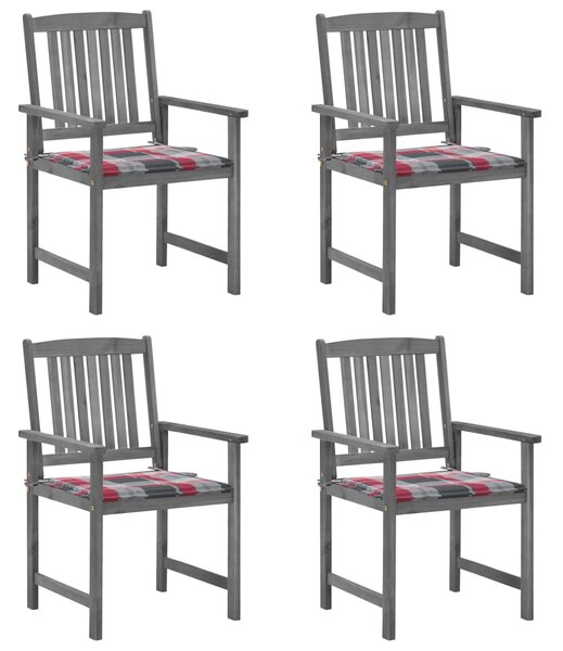Redateljske stolice s jastucima 4 kom sive od bagremovog drva