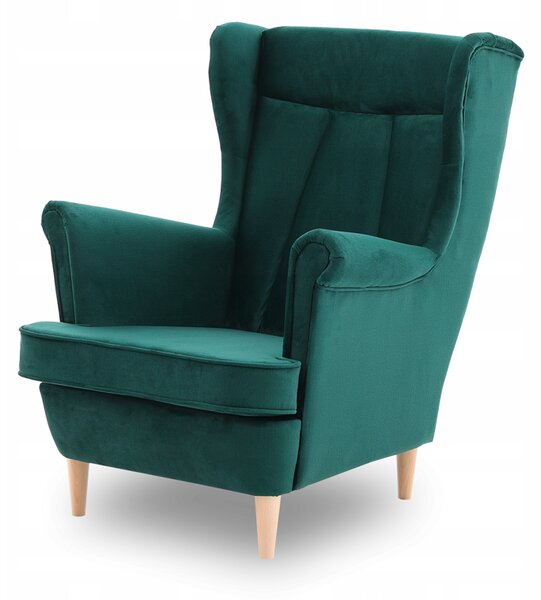 Skandinavska fotelja u smaragdnozelenoj boji