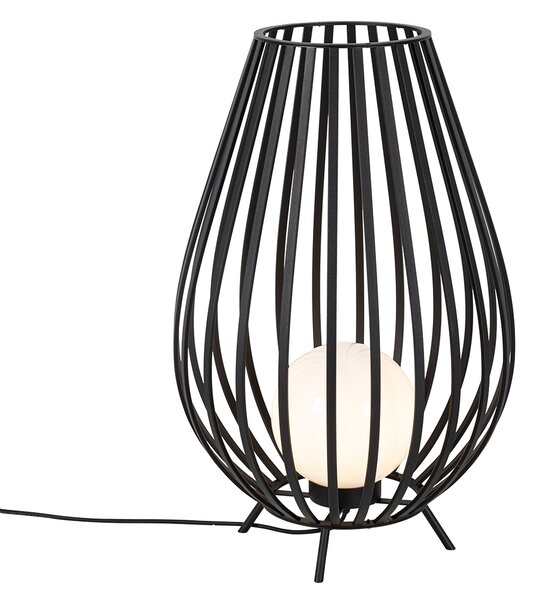 Dizajnerska podna lampa crna s opalom 70 cm - Angela
