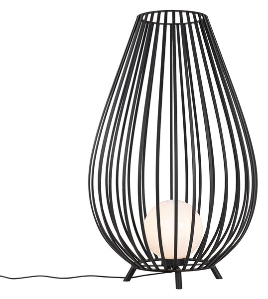 Dizajnerska podna lampa crna s opalom 110 cm - Angela