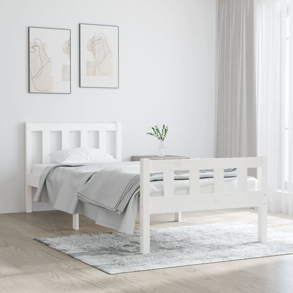 VidaXL Okvir za krevet bijeli drveni 75 x 190 cm 2FT6 jednokrevetni