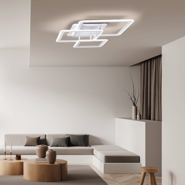 FISCHER & HONSEL Gelder LED stropna svjetiljka pijeskovito-bijele boje, duljina 65 cm, metal,, prigušiva, Bijela, Dnevni boravak/blagovaonica