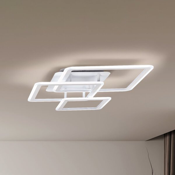 FISCHER & HONSEL Gelder LED stropna svjetiljka pijeskovito-bijele boje, duljina 65 cm, metal,, prigušiva, Bijela, Dnevni boravak/blagovaonica