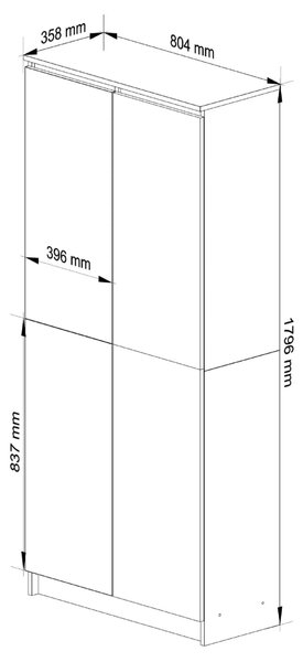 Ormar s policama Resolverse R80 2D (hrast sonoma + bijela)