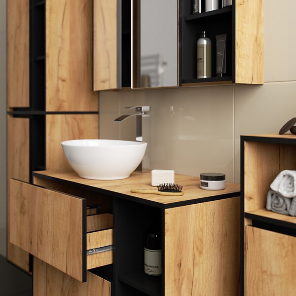 Kupaonski set Vambos luxe (hrast craft + crna)