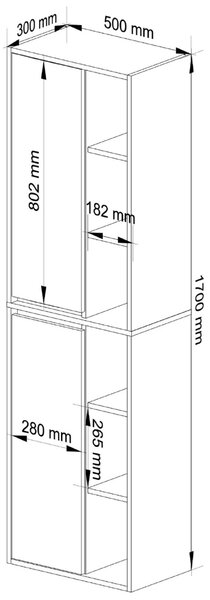 Zondo.hr Kupaonski ormarić Vambos W50 2D 6P (hrast craft + crna). Akcija -15%. 1152101