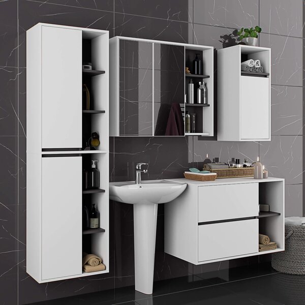 Kupaonski ormarić Vambos W50 2D 6P (bijela + grafit)