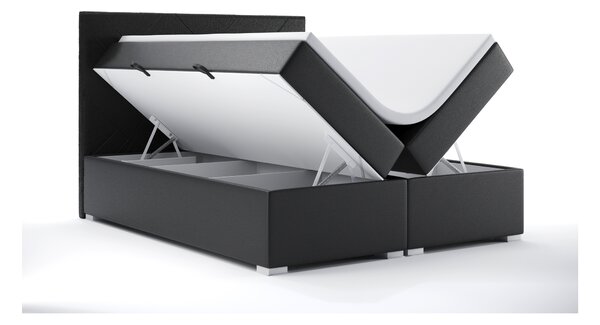 Bračni krevet Boxspring 160 cm Melo (crna ekokoža) (s prostorom za odlaganje)