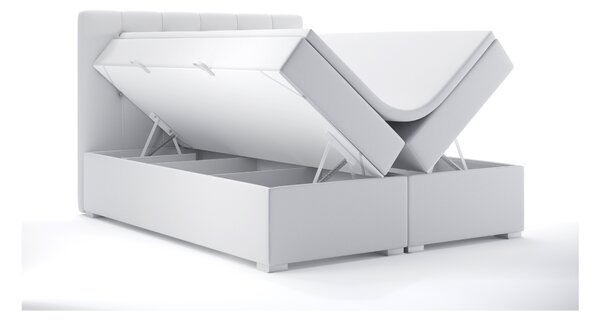 Bračni krevet Boxspring 160 cm Ronda (bijela ekokoža) (s prostorom za odlaganje)