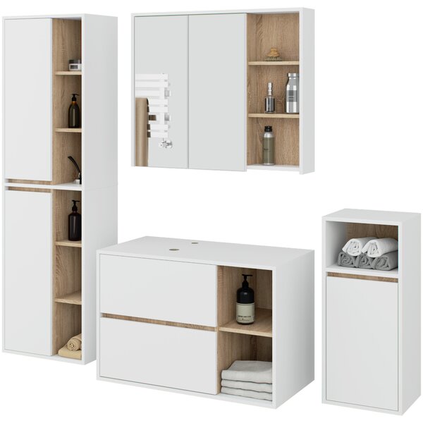 Kupaonski set Vambos luxe (bijela + hrast sonoma)