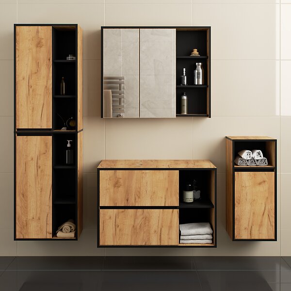Kupaonski set Vambos luxe (hrast craft + crna)