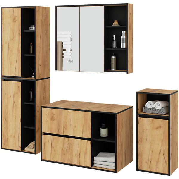 Kupaonski set Vambos luxe (hrast craft + crna)