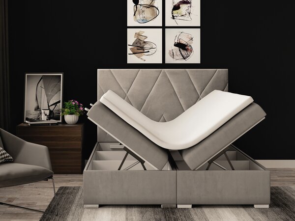 Bračni krevet Boxspring 180 cm Lanarra (bež) (s prostorom za odlaganje)