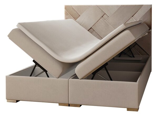 Bračni krevet Boxspring 180 cm Melo (bež) (s prostorom za odlaganje)