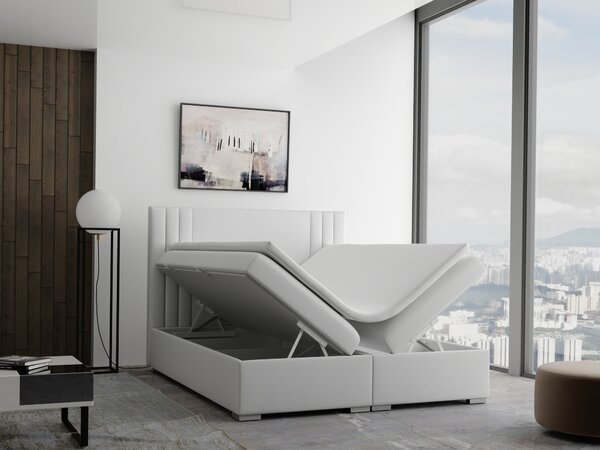 Bračni krevet Boxspring 160 cm Morcano (krem) (s prostorom za odlaganje)
