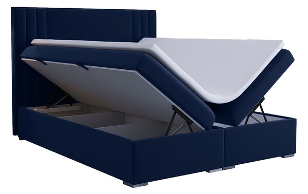 Bračni krevet Boxspring 160 cm Morcano (tamno plava) (s prostorom za odlaganje)