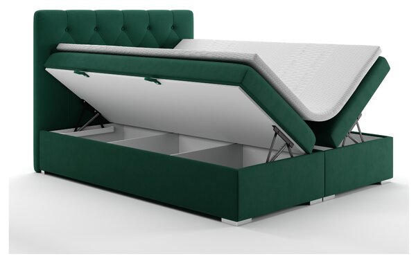 Bračni krevet Boxspring 140 cm Ronda (tamno zelena) (s prostorom za odlaganje)