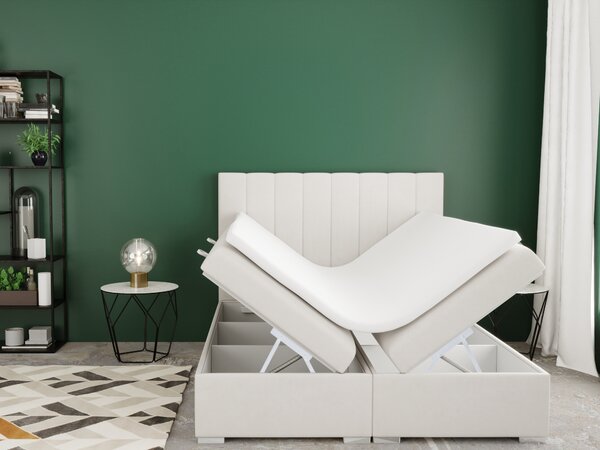 Bračni krevet Boxspring 160 cm Pugno (bijela) (s prostorom za odlaganje)