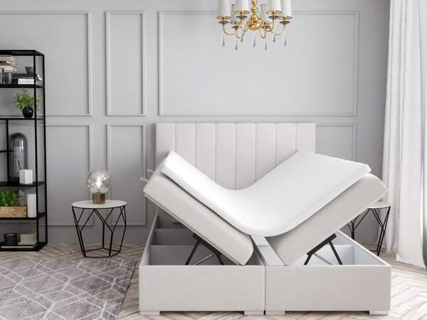 Bračni krevet Boxspring 160 cm Pugno (bijela) (s prostorom za odlaganje)